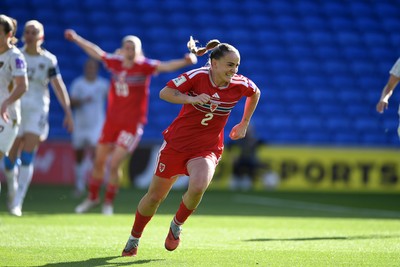 090626 - Wales Women v Czech Republic Women - 2027 FIFA Women's World Cup Qualifying - Lily Woodman of Wales celebrates scoring a goal