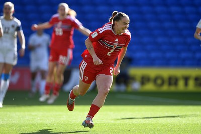 090626 - Wales Women v Czech Republic Women - 2027 FIFA Women's World Cup Qualifying - Lily Woodman of Wales celebrates scoring a goal