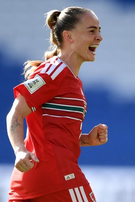 090626 - Wales Women v Czech Republic Women - 2027 FIFA Women's World Cup Qualifying - Lily Woodman of Wales celebrates scoring a goal