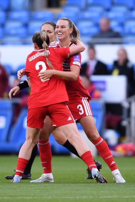 090626 - Wales Women v Czech Republic Women - 2027 FIFA Women's World Cup Qualifying - Gemma Evans of Wales celebrates scoring a goal with team mates