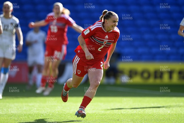 090626 - Wales Women v Czech Republic Women - 2027 FIFA Women's World Cup Qualifying - Lily Woodman of Wales celebrates scoring a goal