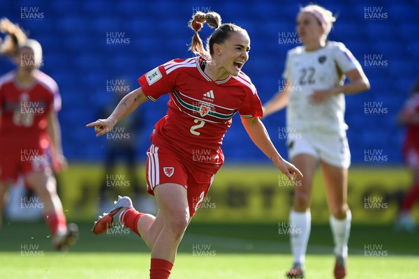 090626 - Wales Women v Czech Republic Women - 2027 FIFA Women's World Cup Qualifying - Lily Woodman of Wales celebrates scoring a goal