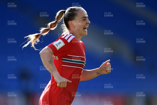 090626 - Wales Women v Czech Republic Women - 2027 FIFA Women's World Cup Qualifying - Lily Woodman of Wales celebrates scoring a goal