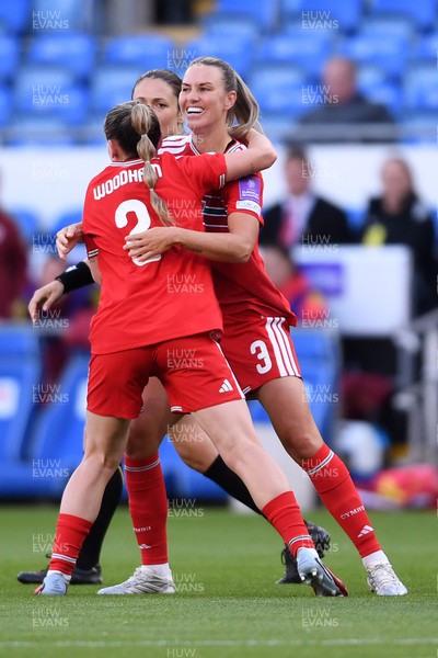 090626 - Wales Women v Czech Republic Women - 2027 FIFA Women's World Cup Qualifying - Gemma Evans of Wales celebrates scoring a goal with team mates
