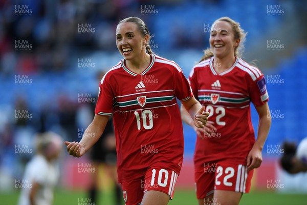 090626 - Wales Women v Czech Republic Women - 2027 FIFA Women's World Cup Qualifying - Mared Griffiths of Wales celebrates scoring a goal