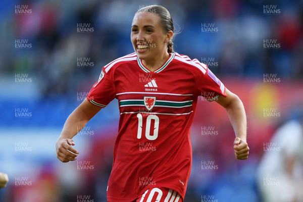 090626 - Wales Women v Czech Republic Women - 2027 FIFA Women's World Cup Qualifying - Mared Griffiths of Wales celebrates scoring a goal