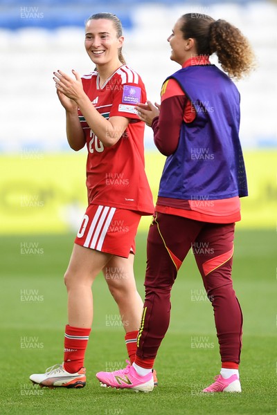 090626 - Wales Women v Czech Republic Women - 2027 FIFA Women's World Cup Qualifying - Carrie Jones of Wales applauding fans at full time