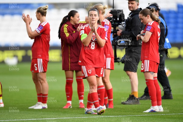 090626 - Wales Women v Czech Republic Women - 2027 FIFA Women's World Cup Qualifying - Angharad James of Wales applauding fans at full time