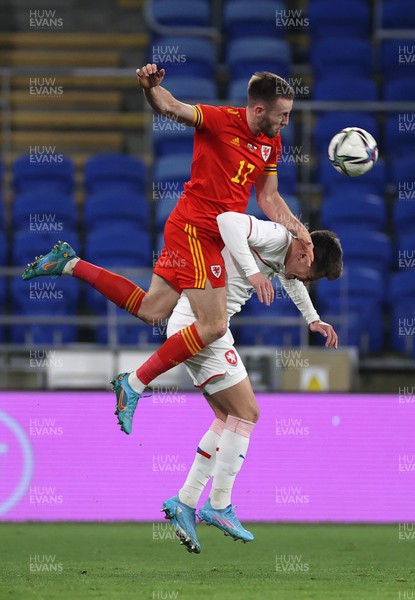 290322 - Wales v Czech Republic - International Friendly - Rhys Norrington-Davies of Wales gets above Lukas Masopust of Czech Republic