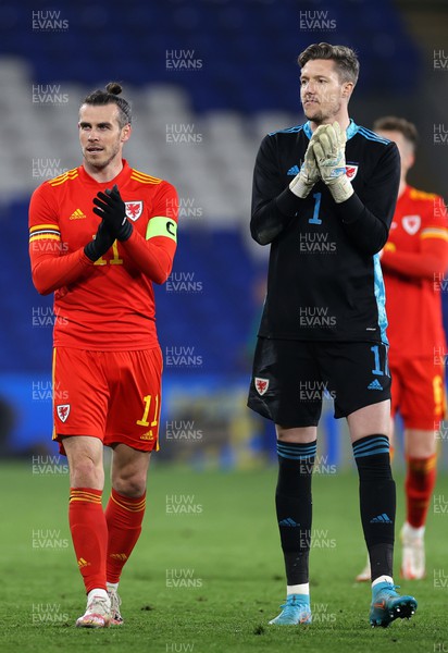 290322 - Wales v Czech Republic - International Friendly - Gareth Bale and Wayne Hennessey of Wales at full time