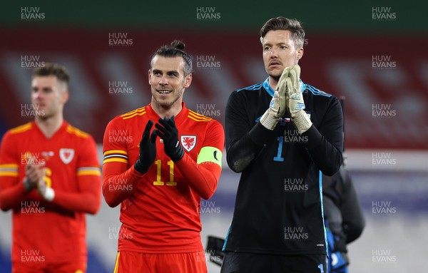 290322 - Wales v Czech Republic - International Friendly - Gareth Bale and Wayne Hennessey of Wales at full time