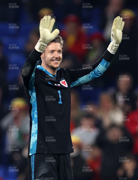 290322 - Wales v Czech Republic - International Friendly - Wayne Hennessey of Wales waves towards the Canton Stand on his 100th cap