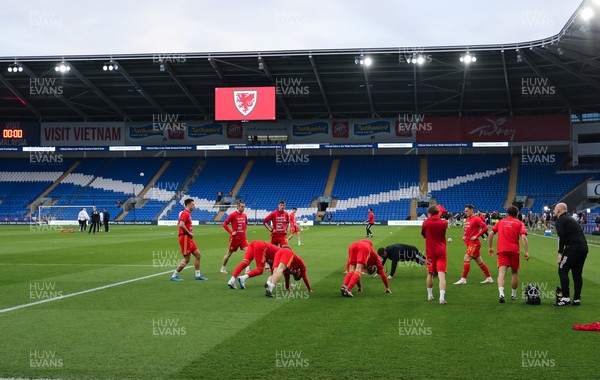 300321 Wales v Czech Republic, FIFA World Cup 2022 Qualifying match - Wales players warm up ahead of the match