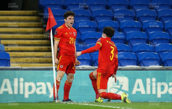 300321 Wales v Czech Republic, FIFA World Cup 2022 Qualifying match - Daniel James of Wales celebrates with Neco Williams of Wales after scoring goal