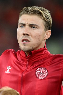041026 - Wales v Denmark - UEFA Nations League - Rasmus Hojlund of Denmark during the anthem