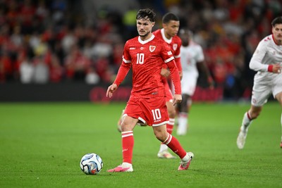 041026 - Wales v Denmark - UEFA Nations League - Liam Cullen of Wales