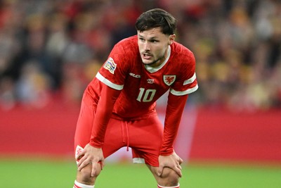 041026 - Wales v Denmark - UEFA Nations League - Liam Cullen of Wales