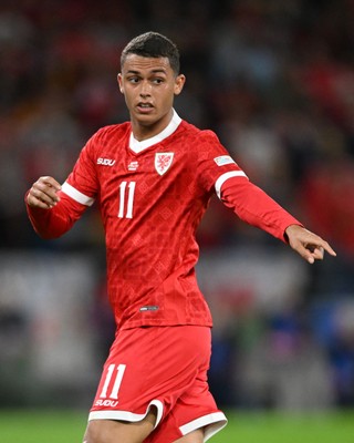041026 - Wales v Denmark - UEFA Nations League - Brennan Johnson of Wales