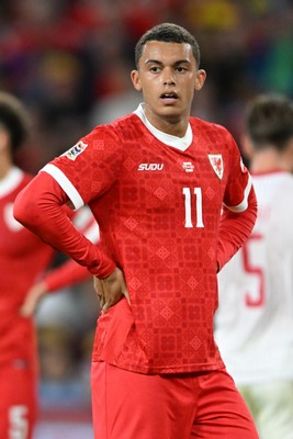 041026 - Wales v Denmark - UEFA Nations League - Brennan Johnson of Wales