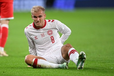 041026 - Wales v Denmark - UEFA Nations League - Gustav Isaksen of Denmark