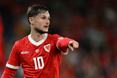 041026 - Wales v Denmark - UEFA Nations League - Liam Cullen of Wales