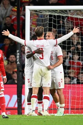 041026 - Wales v Denmark - UEFA Nations League - Rasmus Hojlund of Denmark scores a goal from the penalty spot
