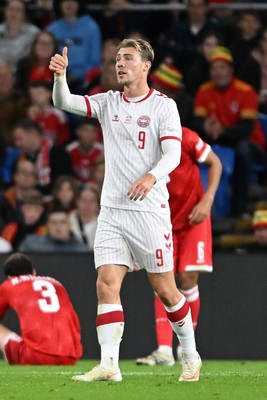 041026 - Wales v Denmark - UEFA Nations League - Rasmus Hojlund of Denmark