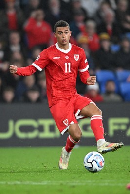 041026 - Wales v Denmark - UEFA Nations League - Brennan Johnson of Wales