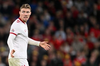 041026 - Wales v Denmark - UEFA Nations League - Rasmus Hojlund of Denmark