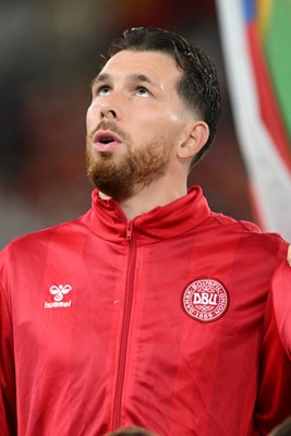 041026 - Wales v Denmark - UEFA Nations League - Pierre-Emile Hojbjerg of Denmark during the anthem