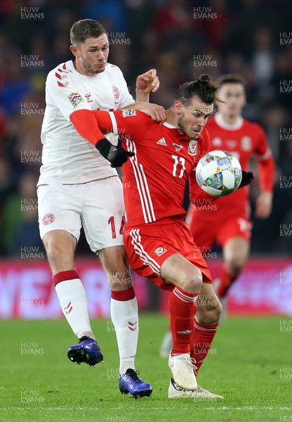 161118 - Wales v Denmark - UEFA Nations League B - Gareth Bale of Wales is tackled by Henrik Dalsgaard of Denmark