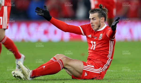 161118 - Wales v Denmark - UEFA Nations League B - Gareth Bale of Wales on the ground after being tackled by Henrik Dalsgaard of Denmark