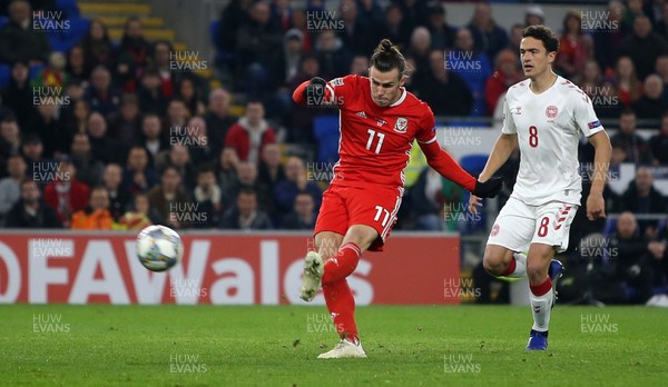 161118 - Wales v Denmark - UEFA Nations League B - Gareth Bale of Wales has a shot at goal