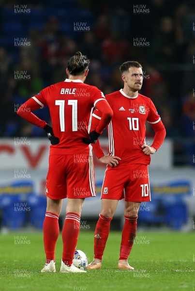 161118 - Wales v Denmark - UEFA Nations League B - Dejected Gareth Bale and Aaron Ramsey of Wales
