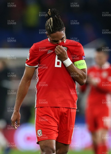 161118 - Wales v Denmark - UEFA Nations League B - Dejected Ashley Williams of Wales at full time