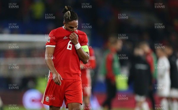 161118 - Wales v Denmark - UEFA Nations League B - Dejected Ashley Williams of Wales at full time