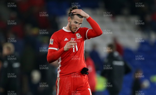 161118 - Wales v Denmark - UEFA Nations League B - Dejected Gareth Bale of Wales at full time