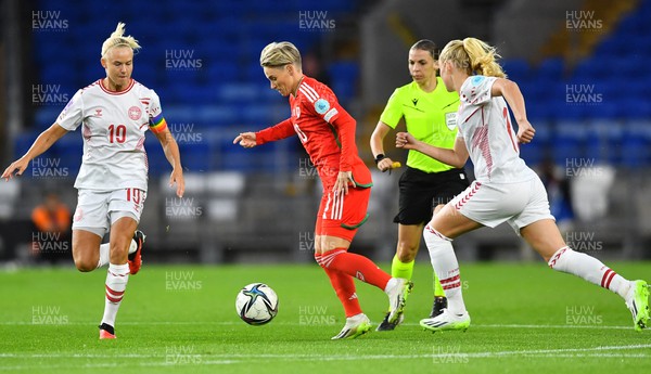 260923 - Wales v Denmark - UEFA Women’s Nations League - Jess Fishlock of Wales gets into space