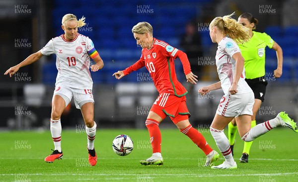 260923 - Wales v Denmark - UEFA Women’s Nations League - Jess Fishlock of Wales gets into space