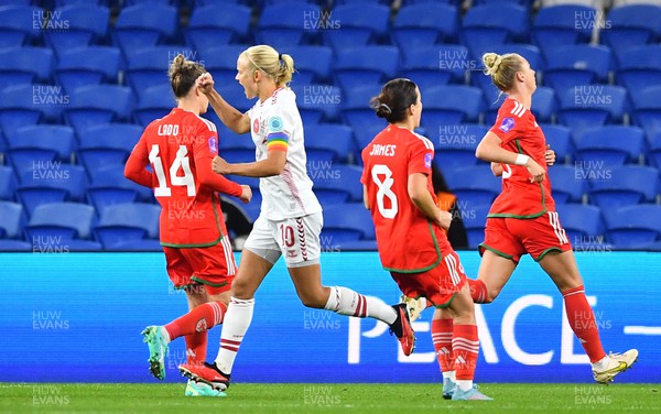 260923 - Wales v Denmark - UEFA Women’s Nations League - Pernille Harder of Denmark celebrates goal