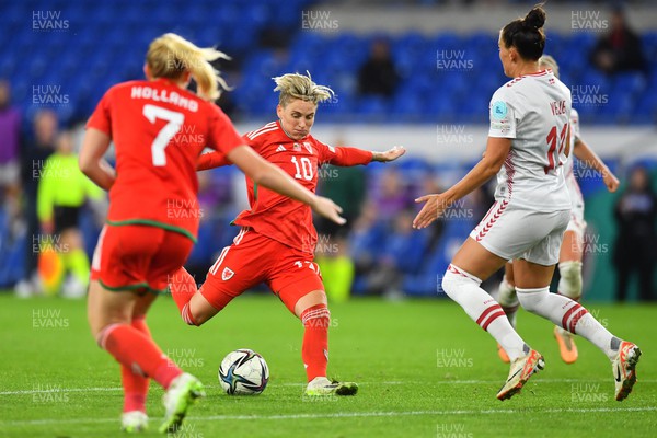 260923 - Wales v Denmark - UEFA Women’s Nations League - Jess Fishlock of Wales scores goal