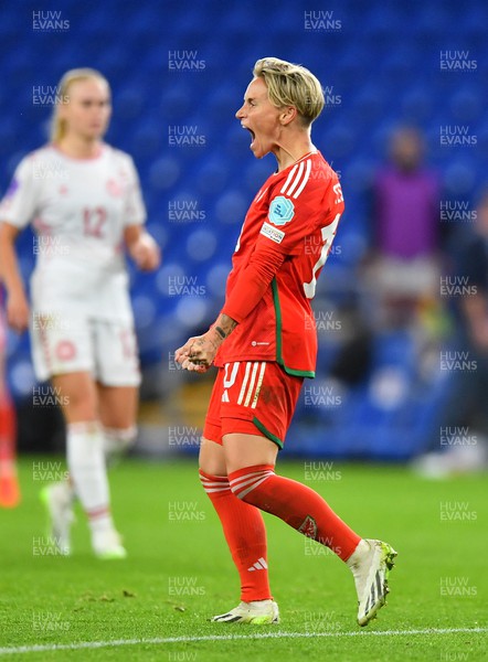 260923 - Wales v Denmark - UEFA Women’s Nations League - Jess Fishlock of Wales celebrates scoring goal