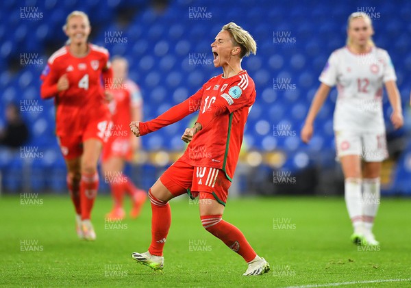 260923 - Wales v Denmark - UEFA Women’s Nations League - Jess Fishlock of Wales celebrates scoring goal