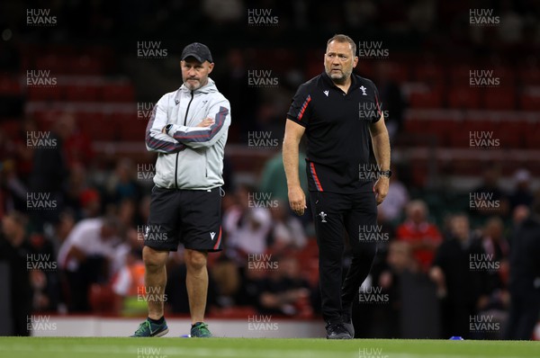 050823 - Wales v England - Vodafone Summer Series - Coaches Alex King and Johnathan Humphreys 