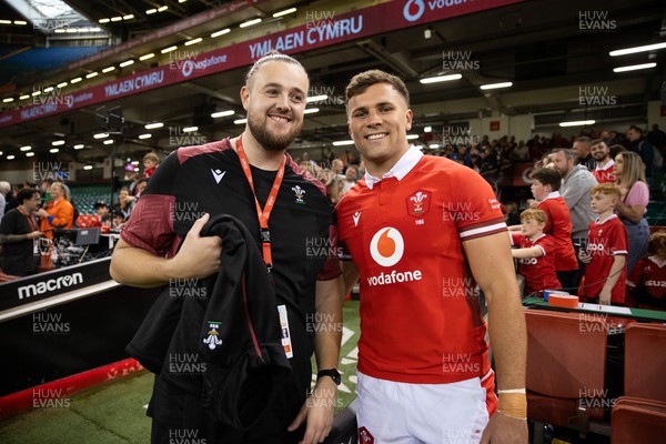 050823 - Wales v England - Vodafone Summer Series - Mason Grady of Wales with his brother Asthon at full time