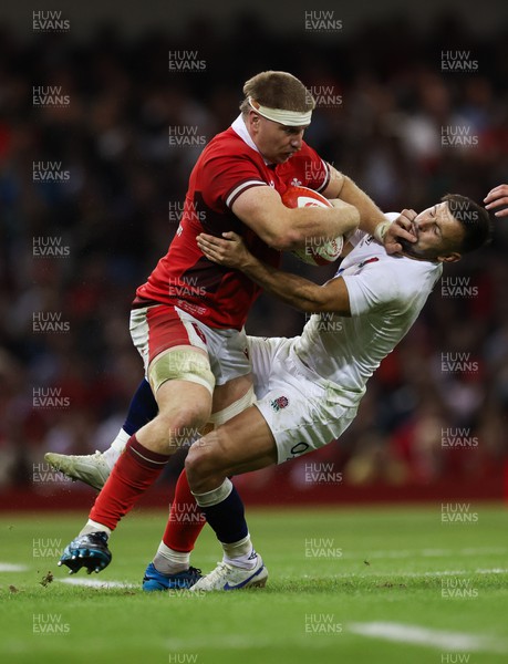 050823 - Wales v England, Vodafone Summer Series - Aaron Wainwright of Wales brushes off Danny Care of England