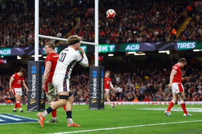 150325 - Wales v England - Guinness Six Nations - Henry Pollock of England celebrates scoring his team's seventh try