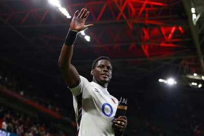 150325 - Wales v England - Guinness Six Nations - Maro Itoje of England acknowledges the fans following the team's victory