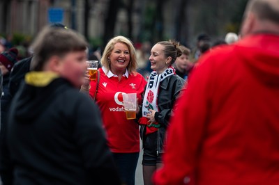 150325 - Wales v England - Guinness Six Nations -  Fans in the City Centre Ahead of the match 