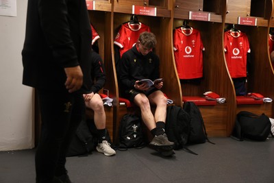 150325 - Wales v England - Guinness Six Nations Championship - Blair Murray and Ellis Mee of Wales in the dressing room